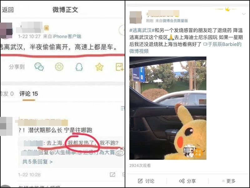 带症逃离武汉